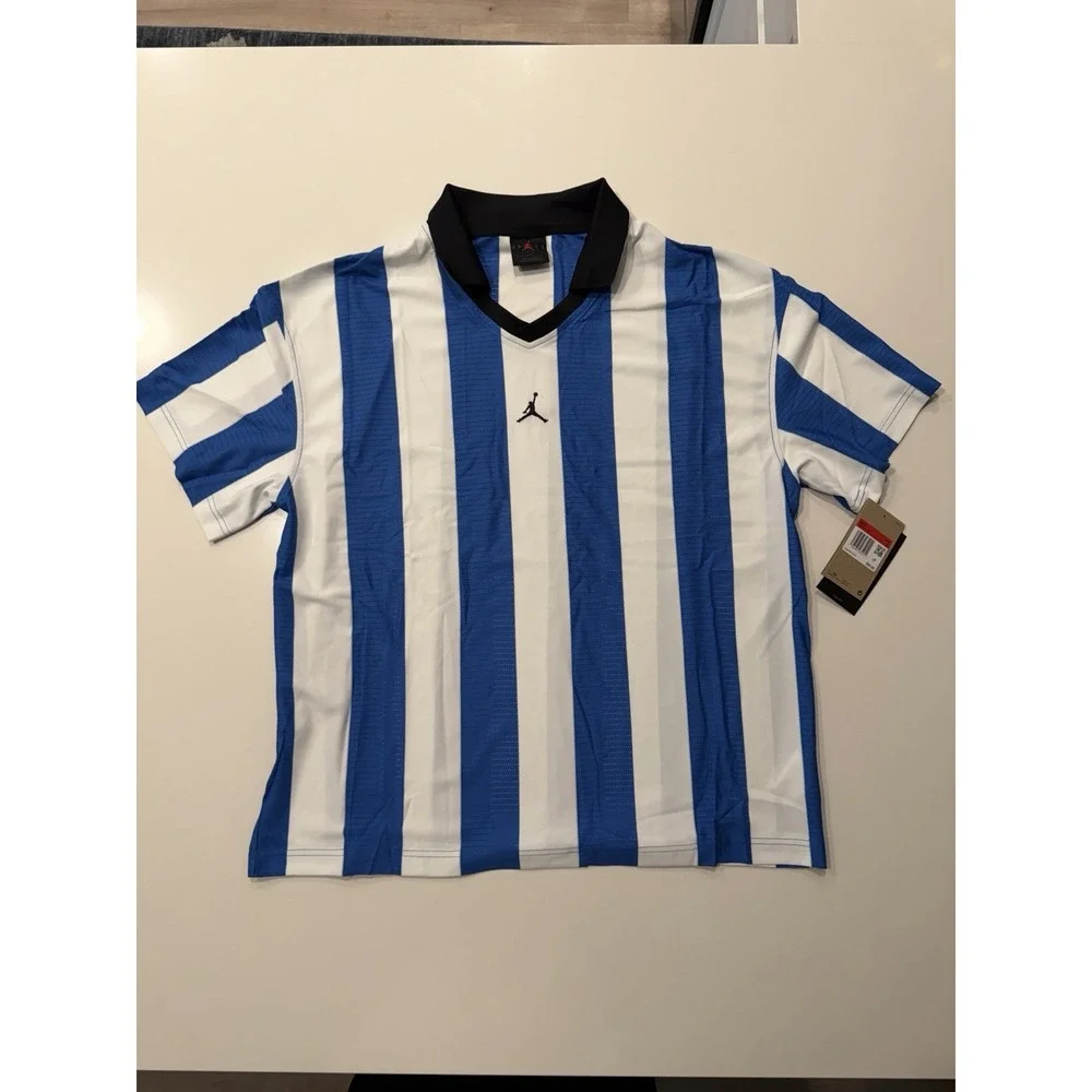 Jordan Brooklyn Collegiate Goalie Top HV0107-133 Mens Large Blue White Stripe